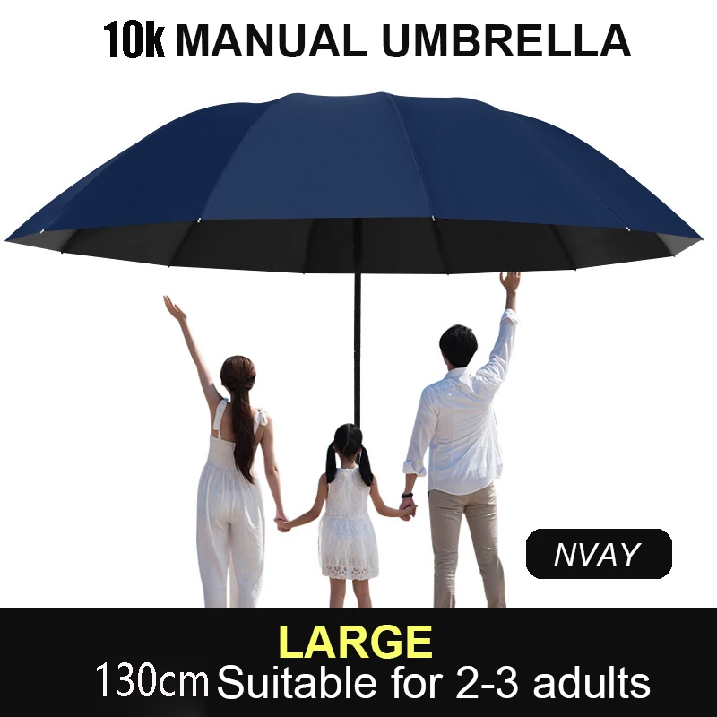 130 cm Extra großer dreifach gefalteter Regen- und Regenschirm. Effektiver Regenschutz. Effektive Windbeständigkeit, UV-Beständigkeit – Detail 7
