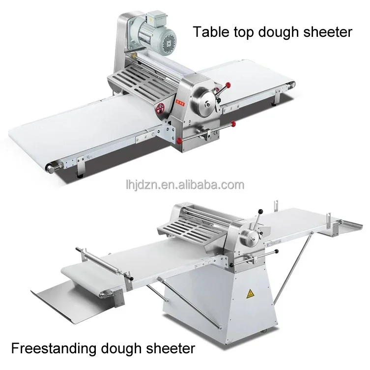 Dough Sheeter With Rolling Pins Automatic Dough Press Machine  Dough Flat Sheeter Machine  Full SS Tabletop