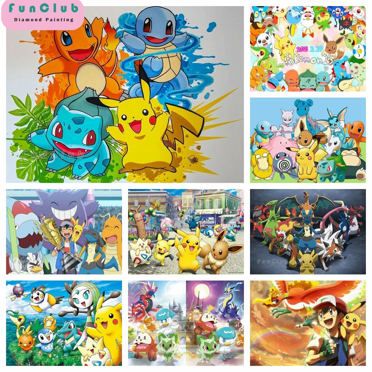 

5D DIY Pikachu Japanese Anime Characters Diamond Painting Cross Stitch Embroidery Cartoon Mosaic Rhinestone Home Decor Kids Gift