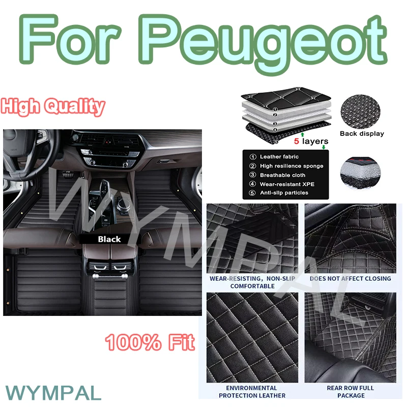 

Роскошные автомобильные коврики на заказ для Peugeot 4007 E-2008 108 208 308SW RCZ 307CC 107 406, аксессуары для внутренних ковриков