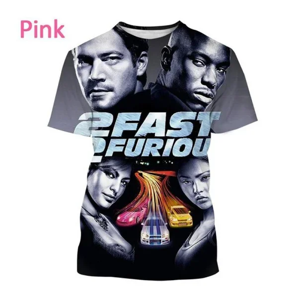 New Movie Iconic T-shirt Fast and Furious Graphic Top Tee Men's and Women's Casual T-shirt Clothing Harajuku T-shirt