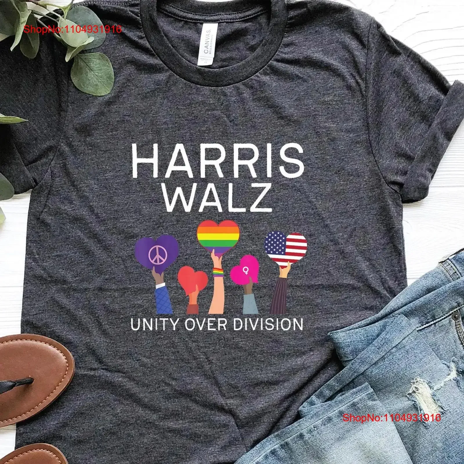 

Kamala Harris Tim Walz 2024 T Shirt Election for Democrat Unity Over Division Top vintage Washed Stretched