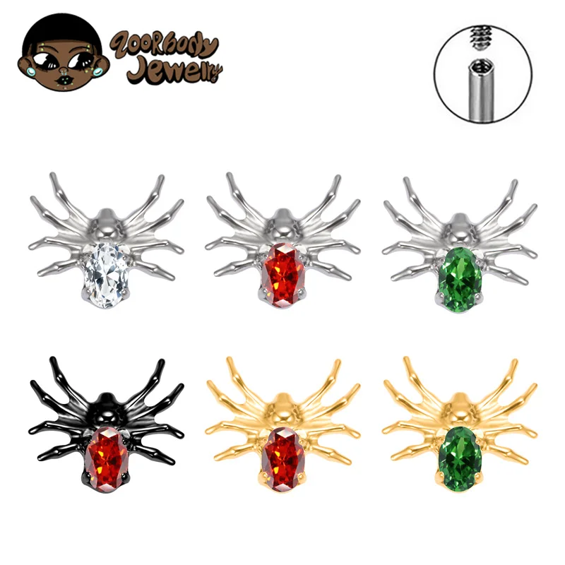 F136 TItanium Punk Spider Piercing Internal Thread Implant Grade Anodized Nose Lip Flat Helix Earrings 2026 New Gothic Piercing