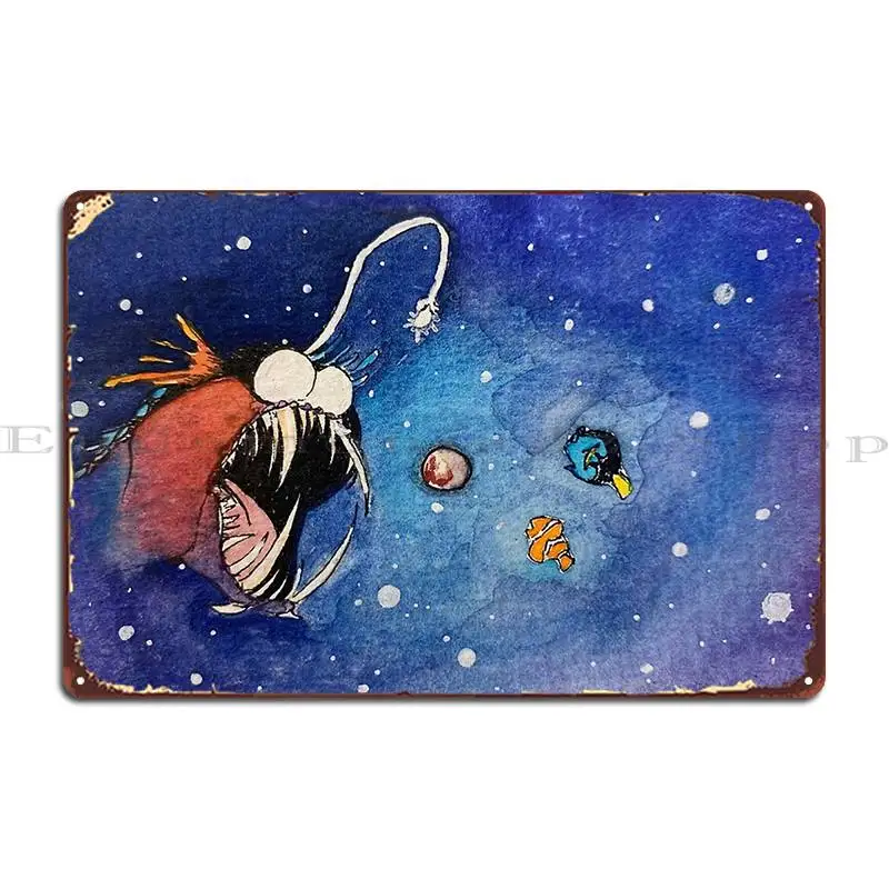 Finding Pluto Pluto And The Angler Fish Metal Sign Wall Mural Design Cinema Kitchen Club Tin Sign Poster