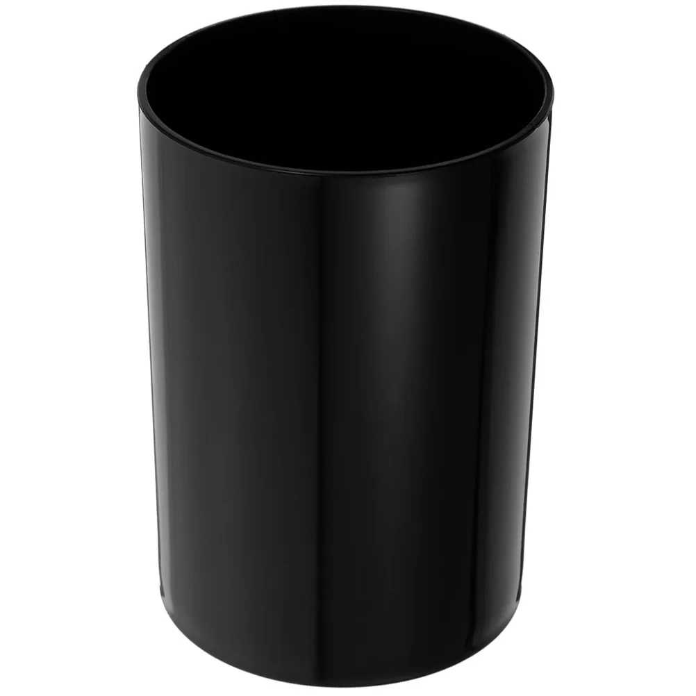 

1pcs Pen Holder Round Plastic Desk Organizer Large Capacity Easy to Clean Stylish Black Color Pencil Cup for Office Use