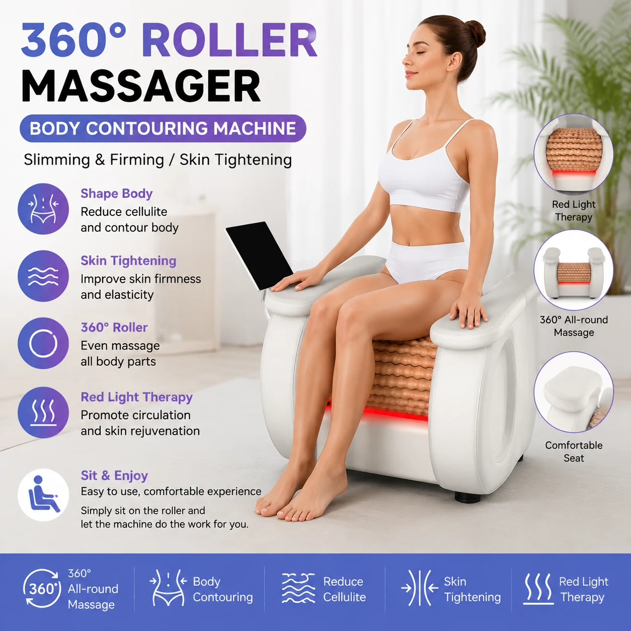 NEW Body Roller Massage Chair Machine Weight Loss Full Body Relax 3D Roller Massager Fat Burning Body Shaping Muscle Machine