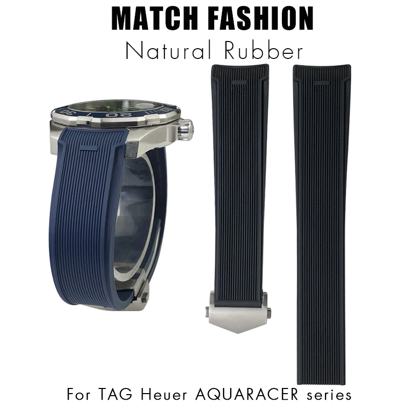 20mm 21mm 22mm Rubber Watchband for TAG AQUARACER Calibre 5 43mm Heuer Way201 Silicone Diveing Sport Black Blue Watch Strap