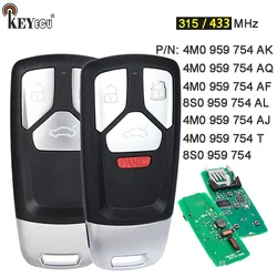 KEYECU 315/ 434 MHz 8S0 959 754 AL / 4M0 959 754 AK /AQ /AF /AJ / T 8S0 959 754 Chiave telecomando intelligente per Audi A3 TT R8 2016-2018