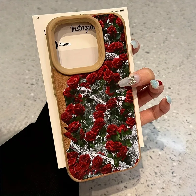 Glacier Rose Flip Faux Leather High-Value Fashion Phone Case For iPhone 16 Pro Max Case iPhone 15 14 Plus 13 12 11 XS X XR Cover