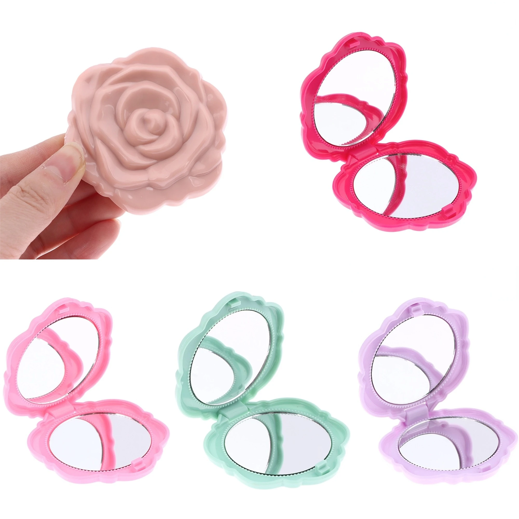 

6.3cm Mini Rose Flower Mirror Small Pocket Makeup Mirror Double Sided Hand Mirrors Compact Cosmetic Makeup Beauty Tool