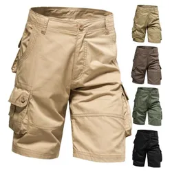 Men's Shorts Loose Large Size Multi-Pocket Overalls Summer Cotton Comfortable Nickel Pants Outdoor Casual Sports Beach Pants