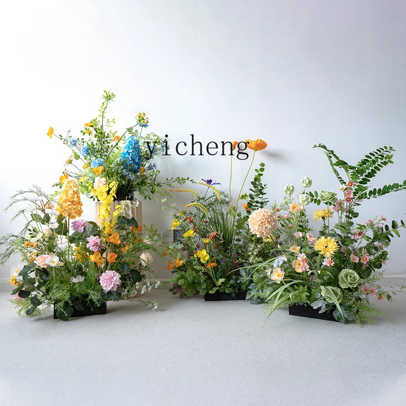 

ZK Forest Style Gardening Decoration Arrangement Ground Row Artificial Flowers Window Display Photography Props Flowers