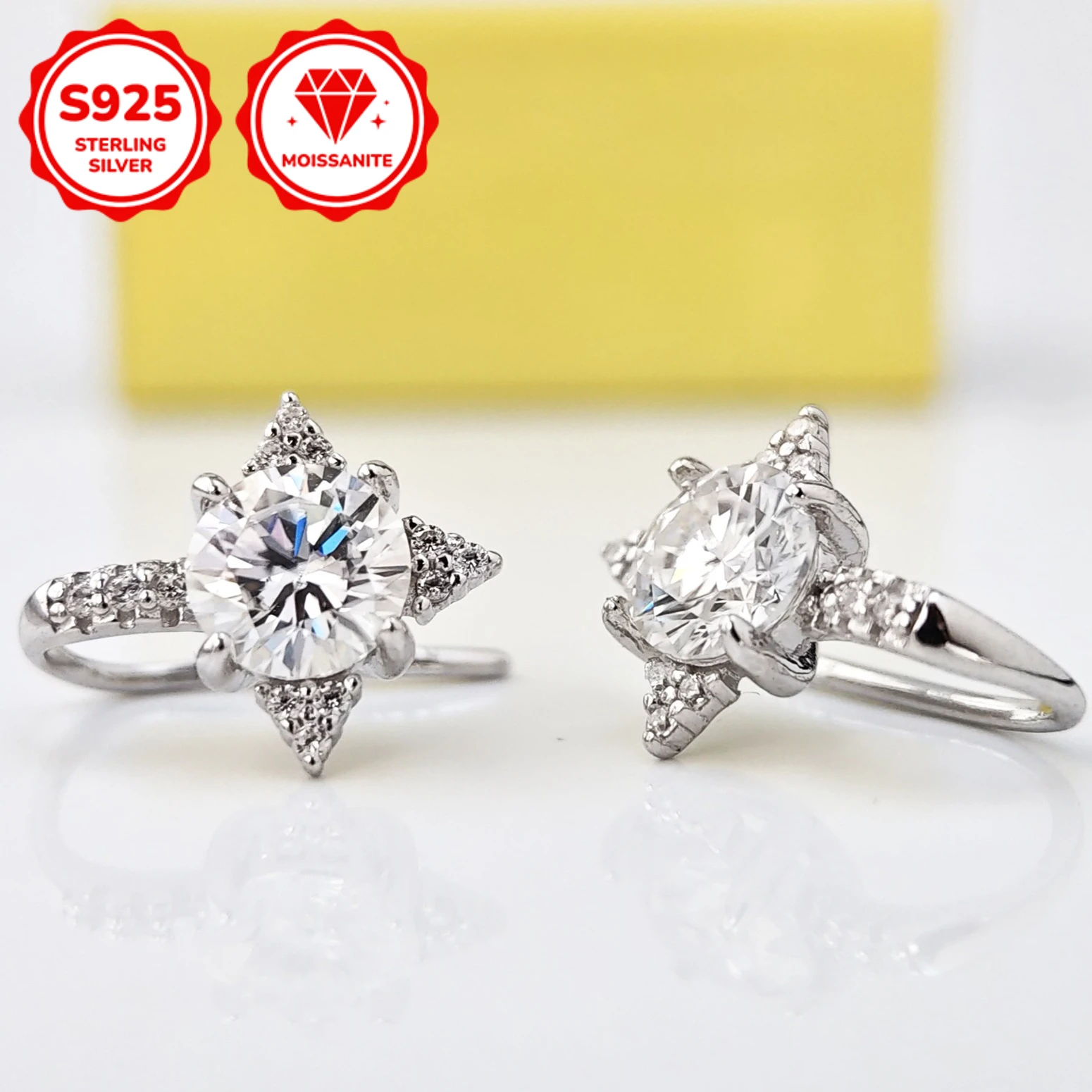 1pair 0.5/1Carat Classic Star-shaped Moissanite Earrings Are An Excellent Choice for Women's Daily Outfits and Are Ideal Gifts.