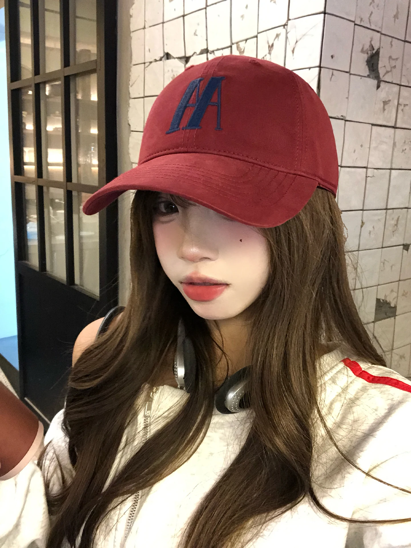 Korean Style Wide Brim Baseball Cap Embroidered Letter Casual Street Fashion Hat for Women Adjustable round Top Duckbill Cap