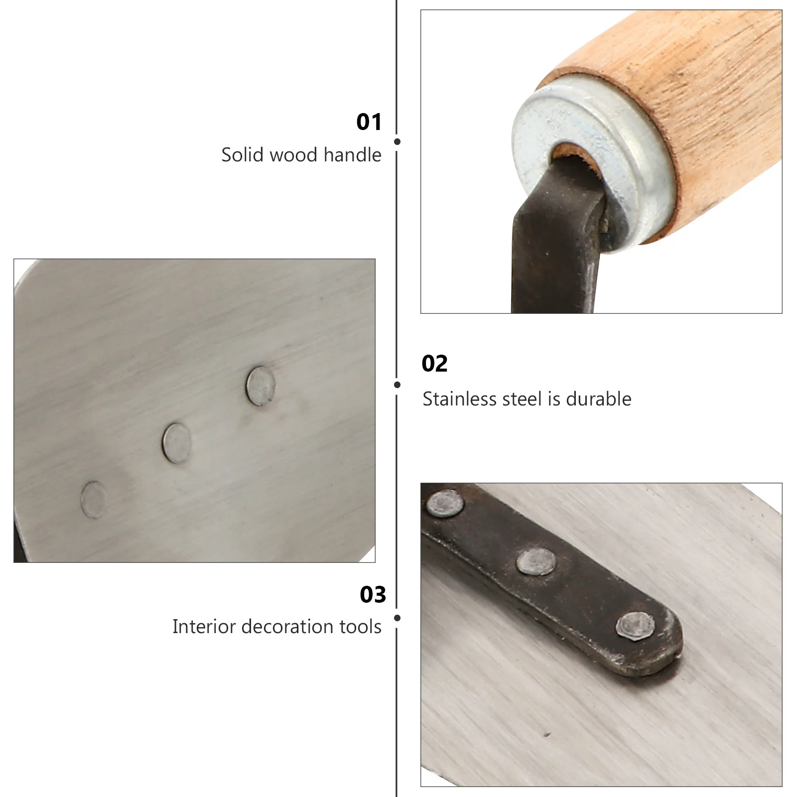 

1Set Plasterer Trowel Tool Kit Stainless Steel Wooden Handle Professional Cement Bricklaying Gauging Putty Cutter Construction