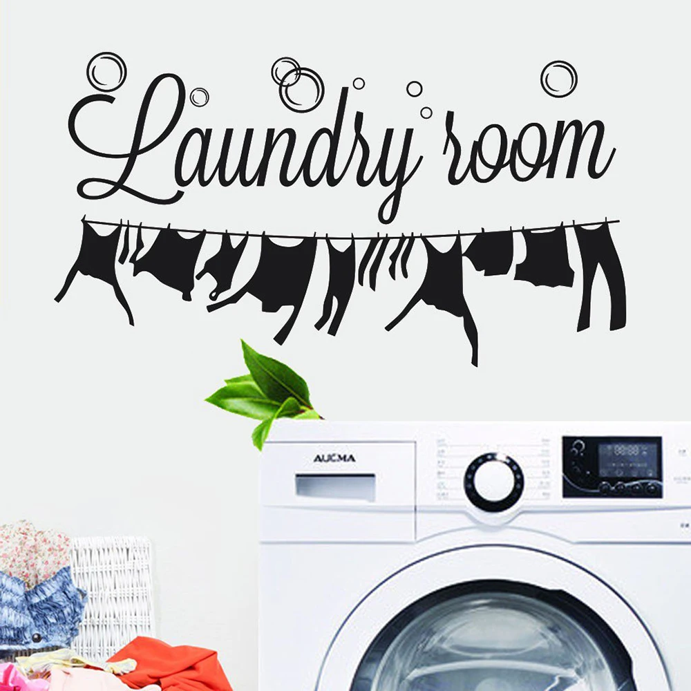 Laundry Room Drying Clothes Bubble Wall Sticker Decal Bathroom Washroom Laundry Room Home Decor