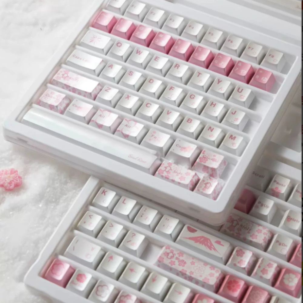 Serene Spring Soul Rose Theme Keycaps PC Material ASA Profile Dual-Tone Pearlescent Paint Semi-Trans for Mechanical Keyboard