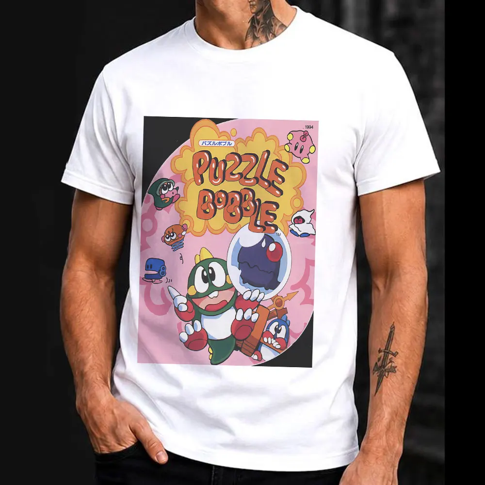 Retro Pixels Game Bubble Bobble Gift T-shirt for Arcade Gamer 0810 Cute Cartoon Dinosaurs  Graphic Clothes All Size Tops S-6XL