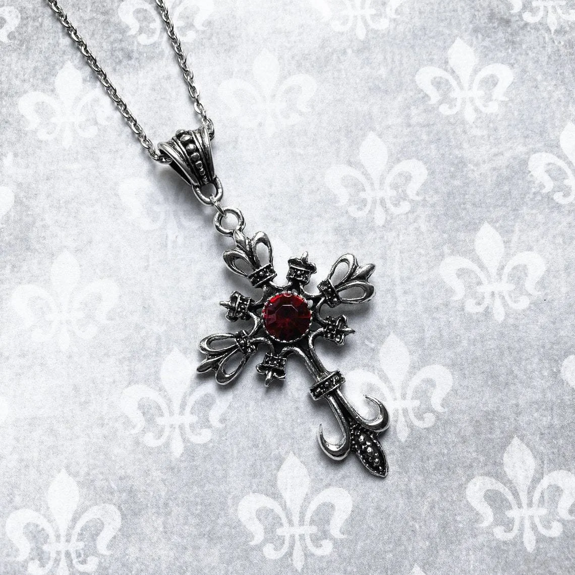 Best Sellers! Vintage Ruby Cross Necklace