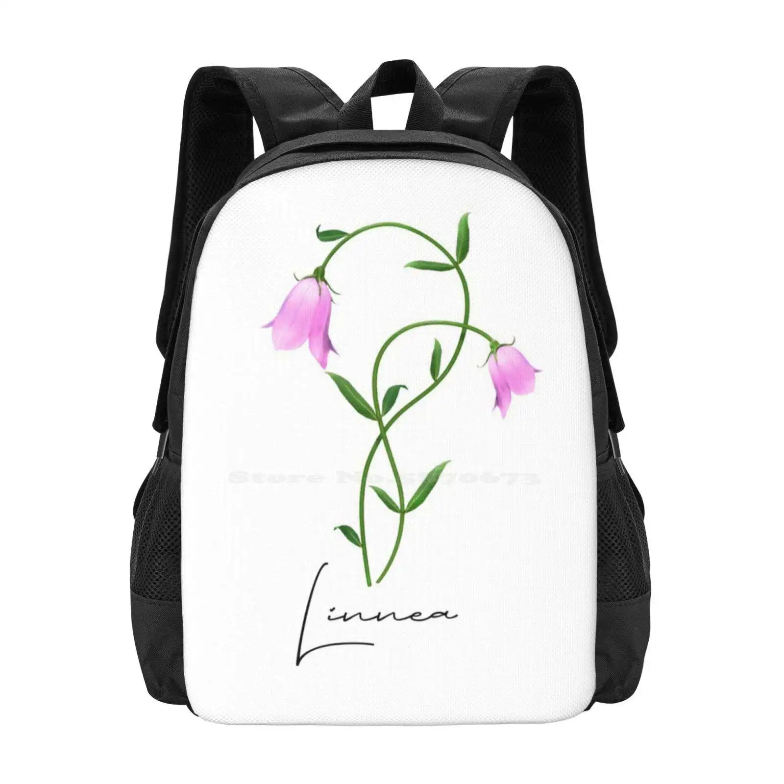 Nordic Wildflower Linnea Twinflower Pretty Pink Flowers Floral School Bag Big Capacity Backpack Laptop Linnea Twinflower Pink