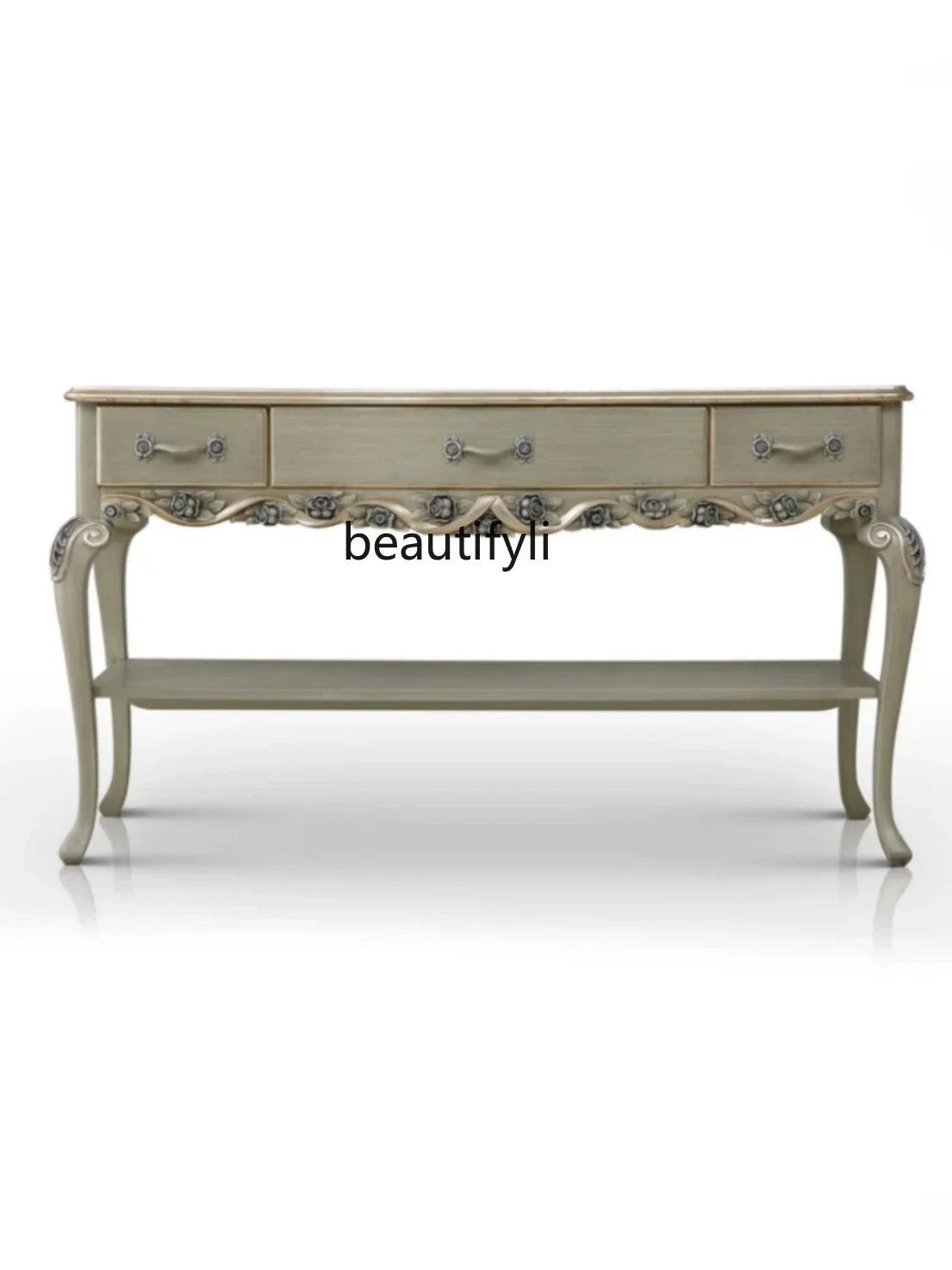 

European solid wood entrance table French foyer cabinet neoclassical dressing table sofa back few