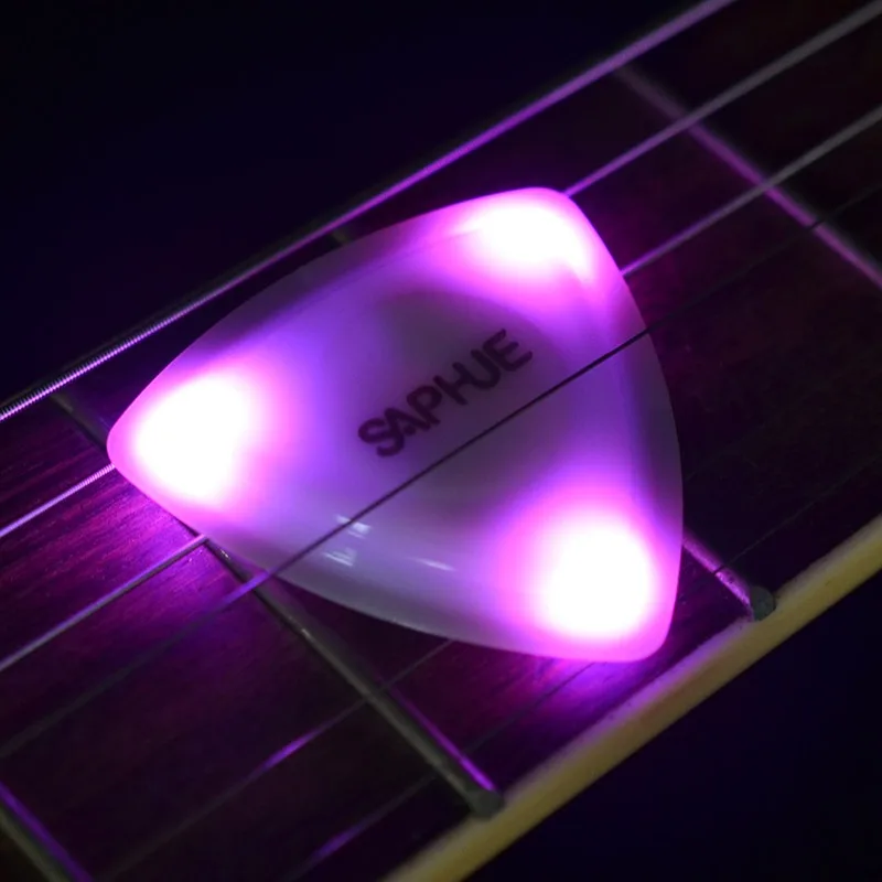 LED Lightning Touch Glowing Triangle Picks Flash Bass Guitar Night Light Paddle