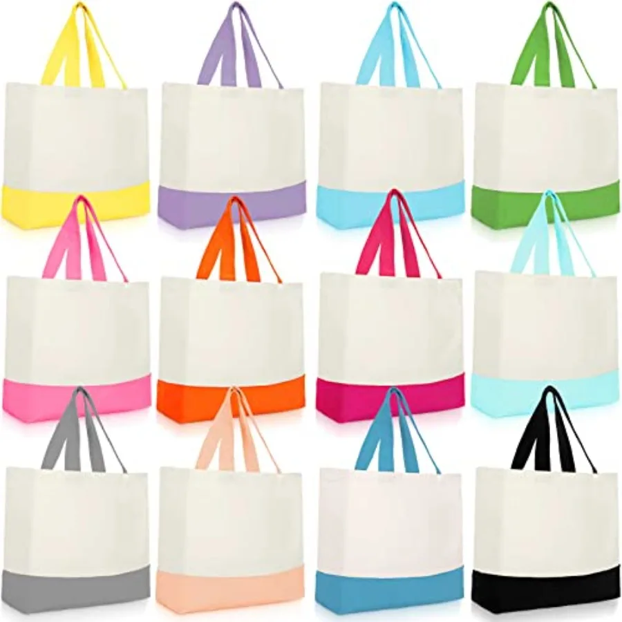 

Canvas Tote Bags Bulk 18.5 x 15 Inch Reusable Grocery Shopping Bags Tote Luggage for Shopping