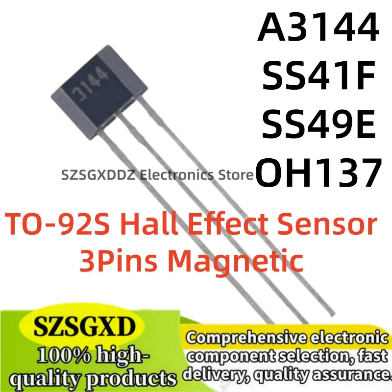 10-20piezas 100% nuevo TO92S A3144E SS41F SS49E OH137 TO-92S Hall Effect Sensor 3Pins Magnetic Detector for Arduino