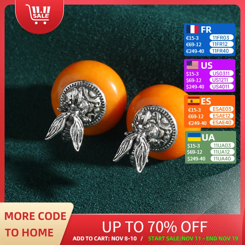 

Vintage Ancient Silver Color Bee Yellow Earrings Natural Stone Woman Elegant Woman Luxury Quality Jewelry Designer Gift 2025