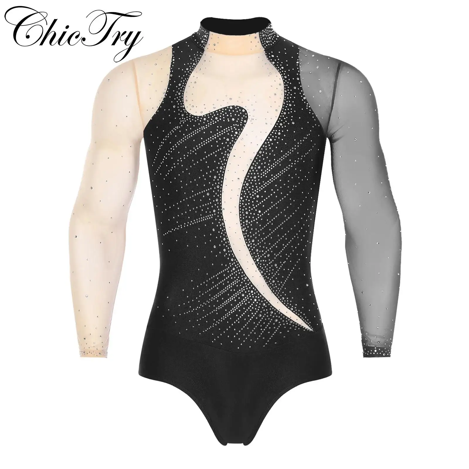Męski trykot baletowy gimnastyczny do łyżwiarstwa figurowego, strój do tańca, kostium sceniczny, kombinezon z dżetami, strój treningowy, kombinezon konkursowy