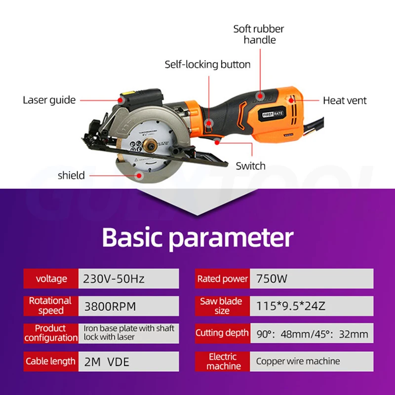 Handheld Saw Woodworking Electric Saw Household Handheld Cutting Machine Small Multifunctional Electric Disc Saw