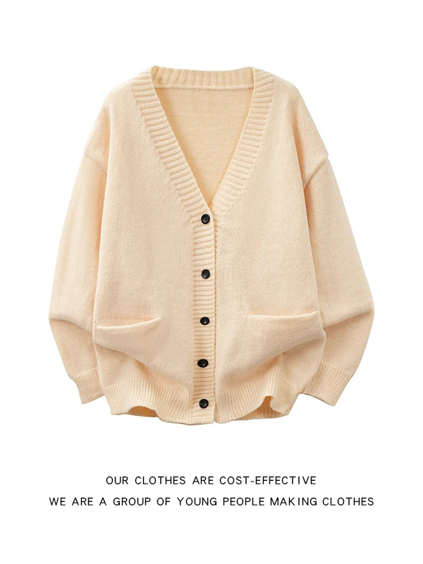 

Laid-ba Sle V-ne Knitted Sweater Cardigan Men's Heavyweight Trendy American Retro Casual Long Sve Outerwear