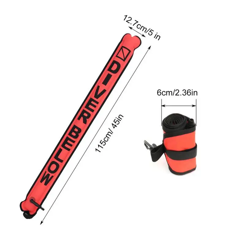 Tube de Signalisation de Plongée Sous-Marine Haute Visibilité 3,77 Pieds, Bancs de Saucisses de Sécurité, Revêtement TPU, Marqueur de Signalisation de Moulage