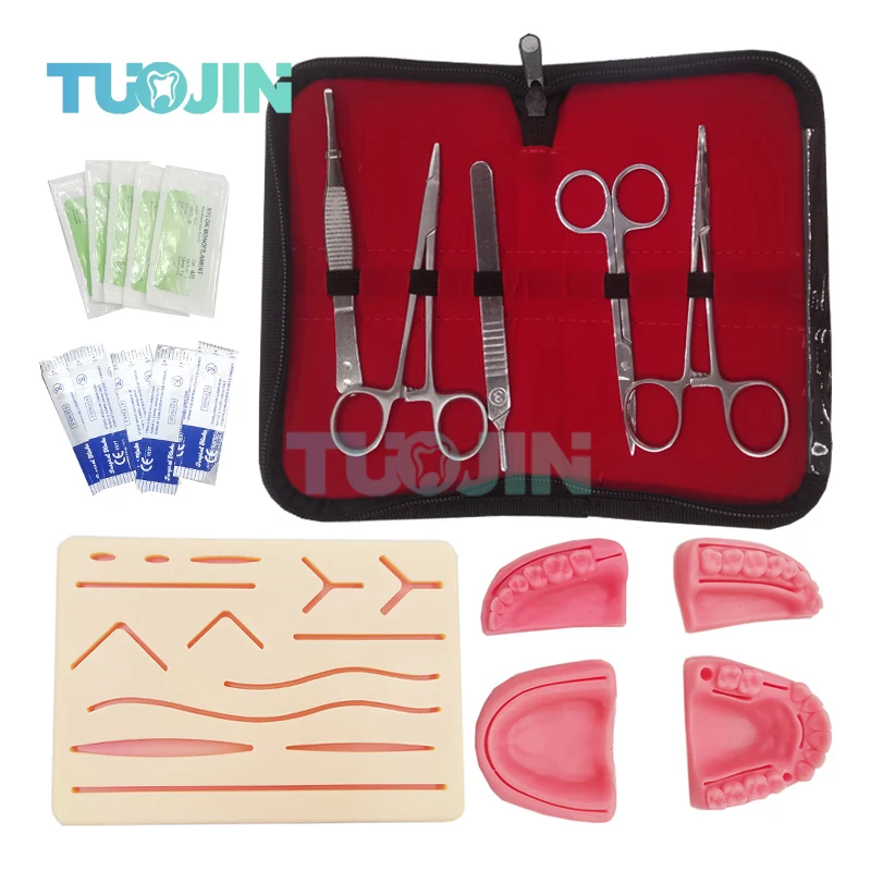 Dental Silicone Skin Suture Training Kit Reusable Traumatic Skin Teaching Module Medical Surgical Suturing Gadgets Supplies