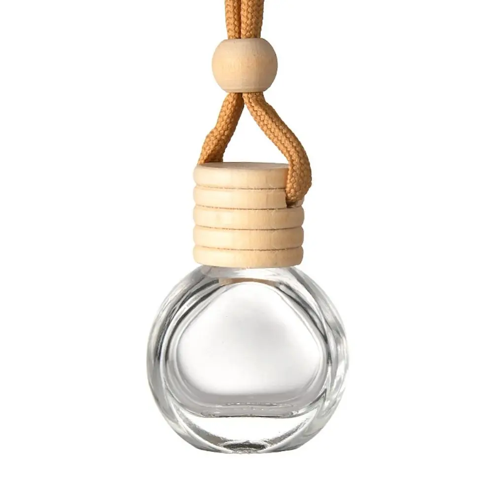 

New Mini Fragrance Pendent Bottle Wooden Auto Aromatherapy Perfume Diffuser Empty Perfum Car Hanging Glass Bottle