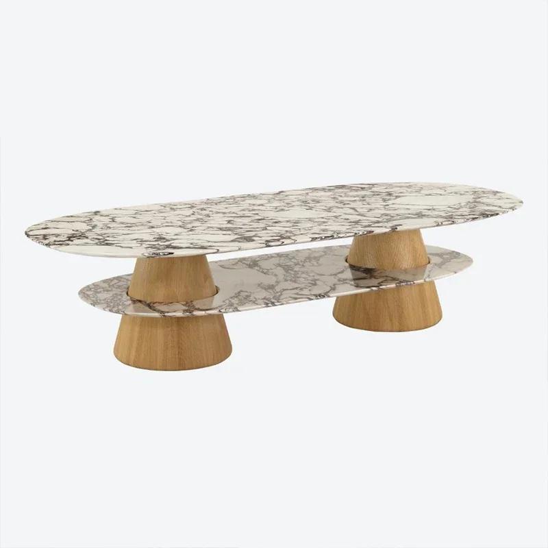 

Double-Layer Natural Marble Tea Table Nordic Simple Silent Style Home Small Apartment Designer Tea Table furniture