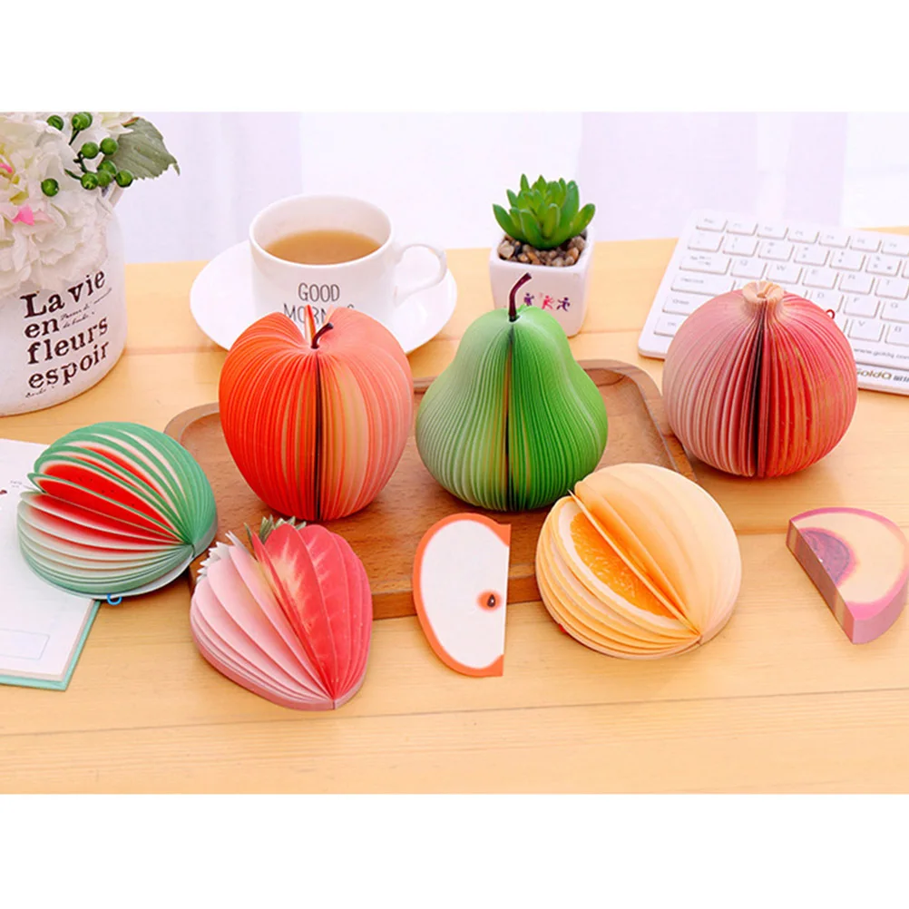

6Pcs Fruit Removable Self-Adhesive Pads for Home Office School Study Post Memo Paper Notes Fruit Shaped Stickers