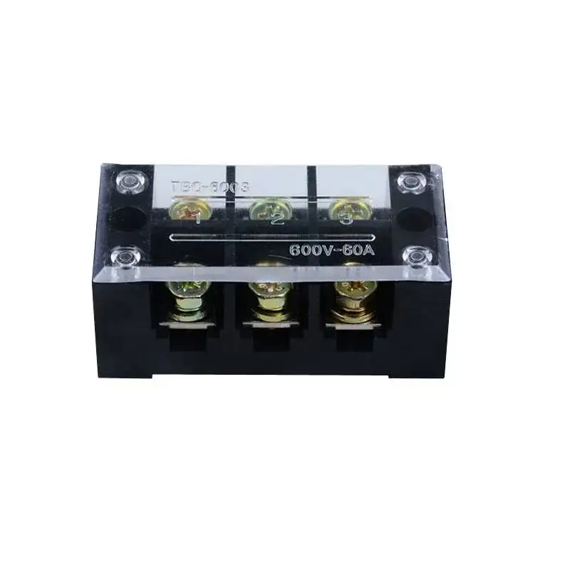 2pcs TBC-6003 60A 3P 6 Screws Connector Terminal Block Board Wire Wiring Connectors Fixed Terminals Pin Line 3 Poles 0.5-6mm2