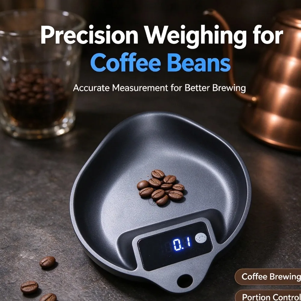 Coffee Scale Electronic Bean Measuring Scale ABS Espresso Weighing Display Tray Spray 0.1g Kitchen Barista Accessory