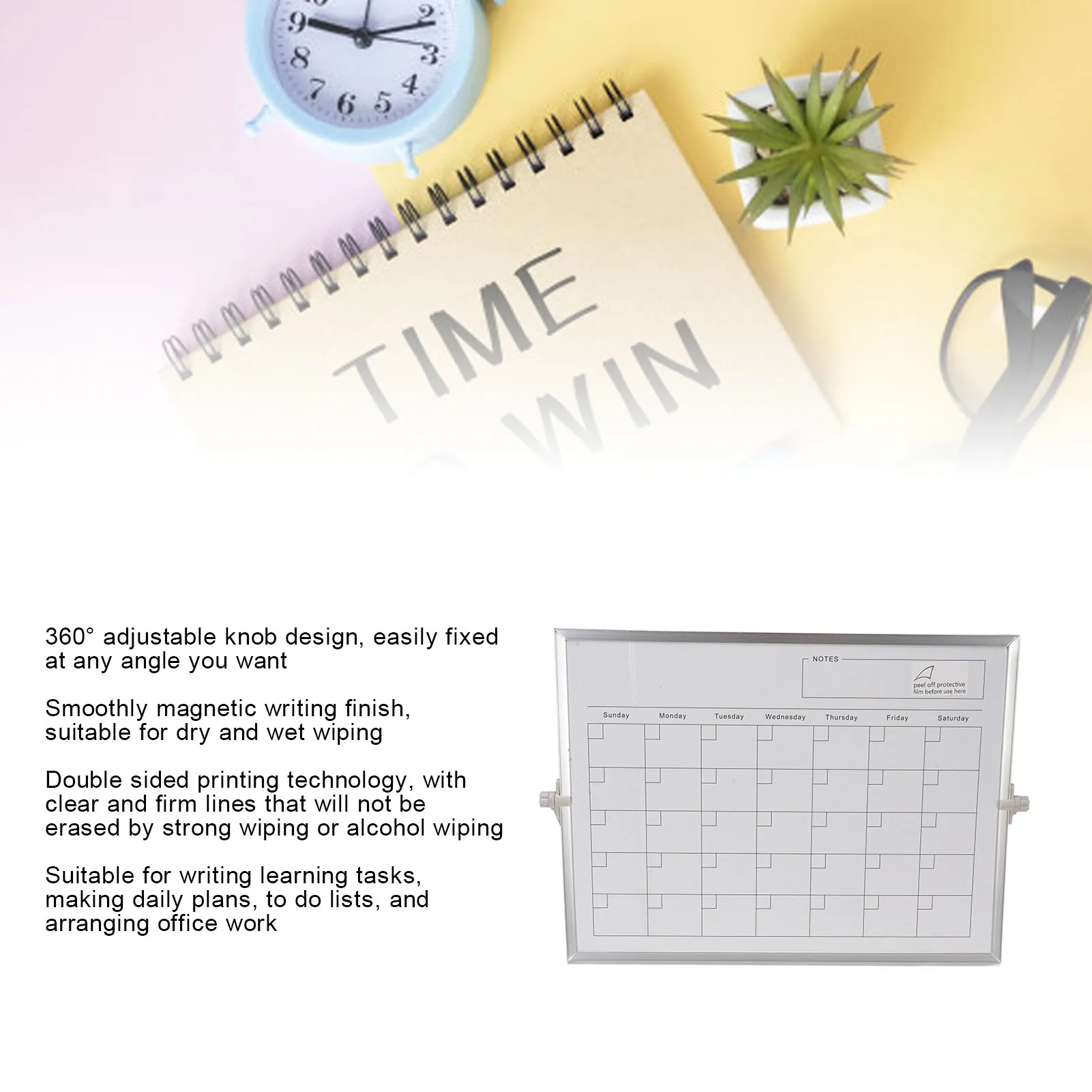 Calendar Whiteboard Dry Erase Calendar 30x40cm Double Sided Magnetic Desktop White Board Calendar Monthly Planner with Stand