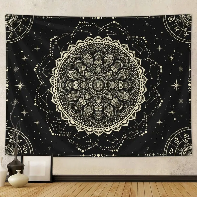 VIKAMA Magic Spiral Nebula Forest Tapestry, Psychedelic Wall Art Background Cloth for Bohemian Living Room Aesthetic Decor
