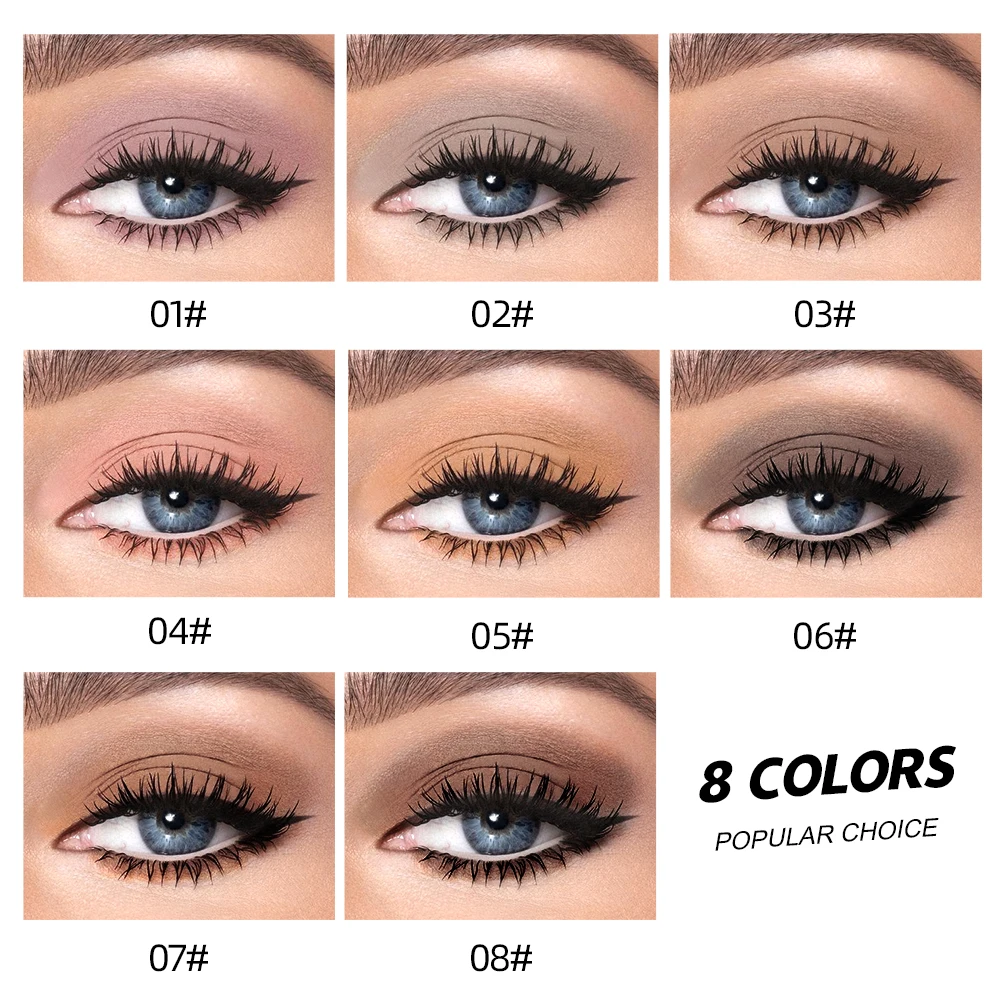 QIBEST Monochrome Eye Shadow Stick Waterproof Lasting Highgloss Nude Matte Liquid Eyeshadow Lying Silkworm Eyes Makeup 8 Colors