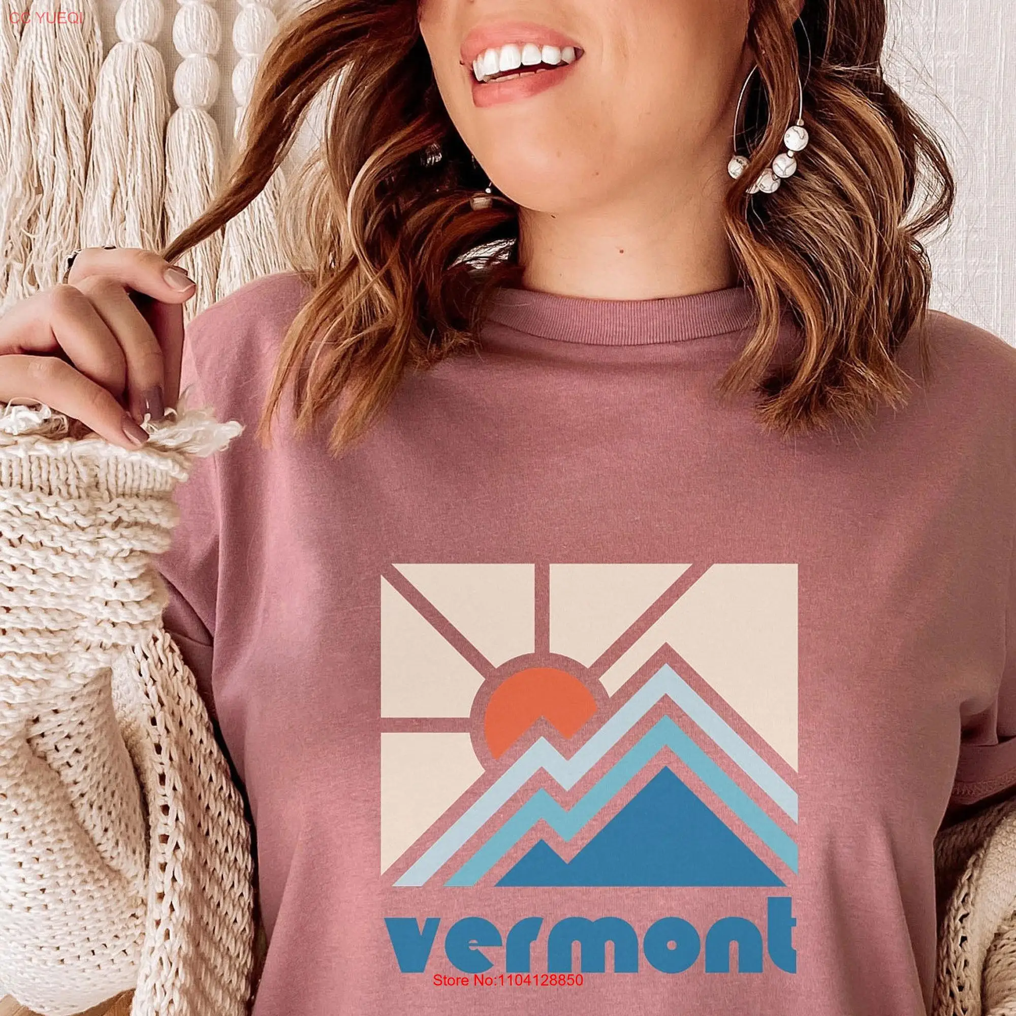 VermonT T Shirt Retro Colorful tee Mountain long or short sleeves