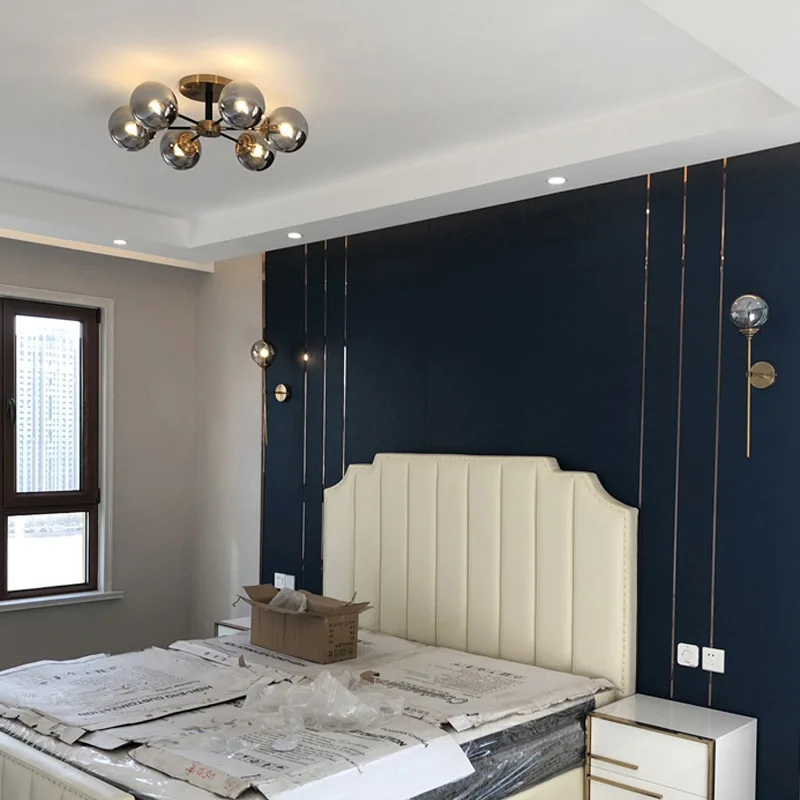 

Scandinavia Chandeliers Led Ceiling Lamps Glass Ball Suspension Luminaire Hanging Light for Living Room Bedroom