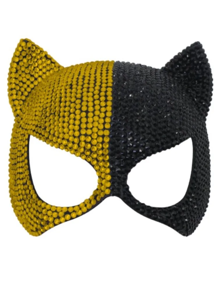 Cat Diamond Mask Sexy Half Face Eye Mask Masquerade Halloween Party Cosplay Mask Costume Props Male Female Role-playing Toy