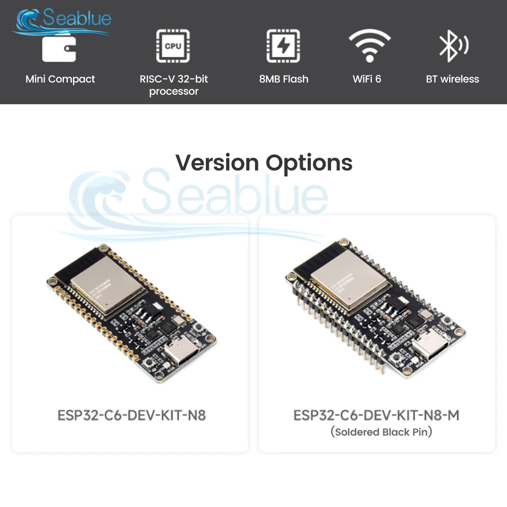 ESP32-C6 Conselho de Desenvolvimento WiFi6 Bluetooth5 Zigbee Thread 160MHz Processador Único Núcleo ESP32-C6-WROOM-1-N8 Módulo Tipo-C USB