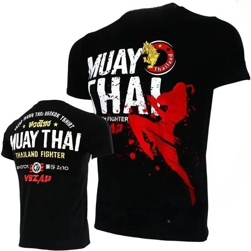 

VSZAP Fighting T-shirt Men's Short Sleeve Training Jujutsu Running UFC Thai Boxing MMA Fitness Fighting Casual Clothing