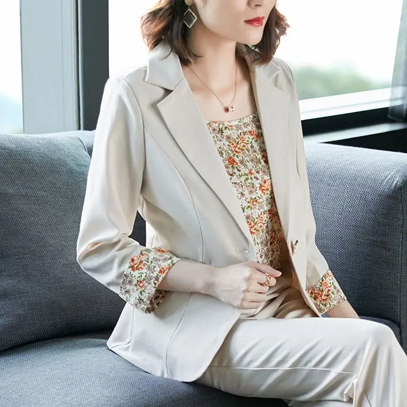 

2026 Women Professional Suit Three Piece Set Spring Autumn Fashion Elegant Jacket Slimming Workwear Outfit