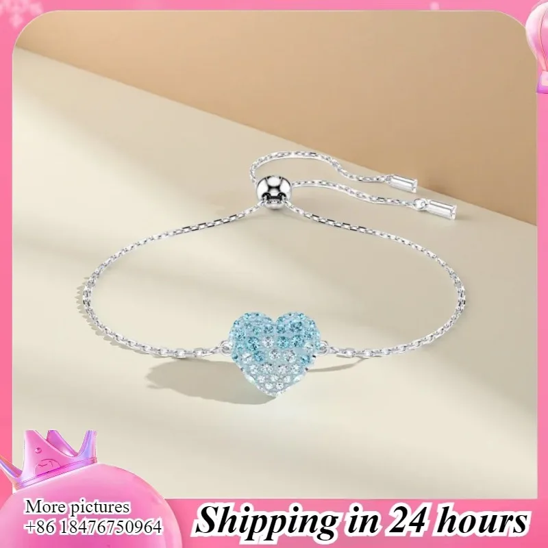 

Pulsera de Amor con Cristal Azul y Blanco, Degradado Plateado 925 – Diseño de Nicho de Lujo Ligero