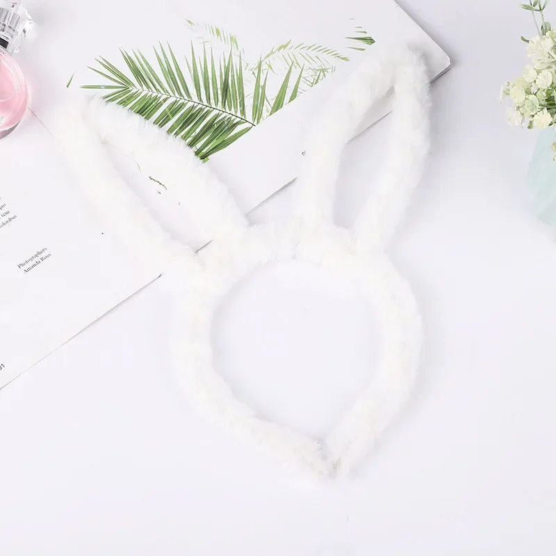 Diadema de orejas de conejo de felpa para niños y niñas, diadema de oreja de conejo para adultos, disfraz de vestido de lujo, diadema para fiesta de